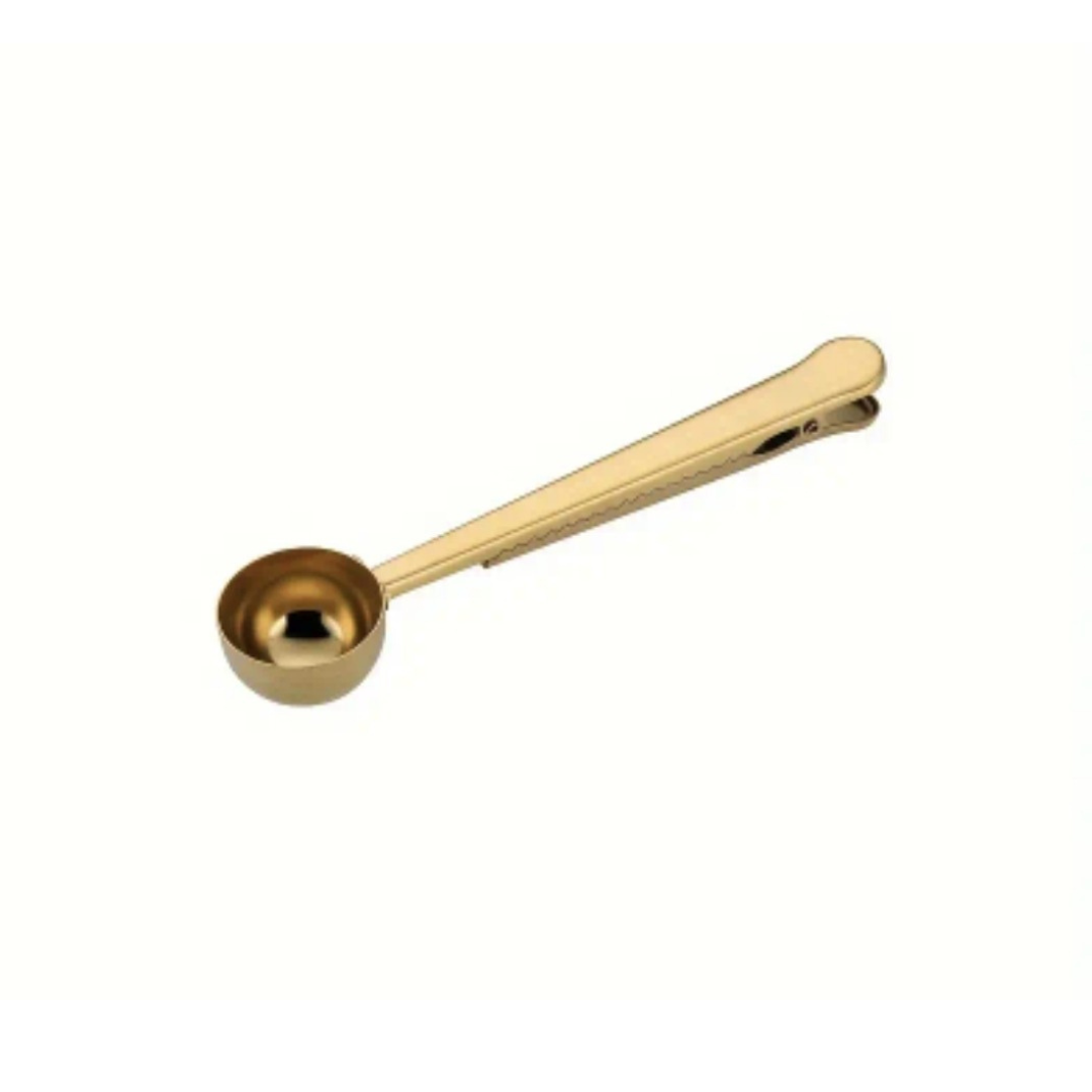 Coffee Spoon and Clip - Gold Colour